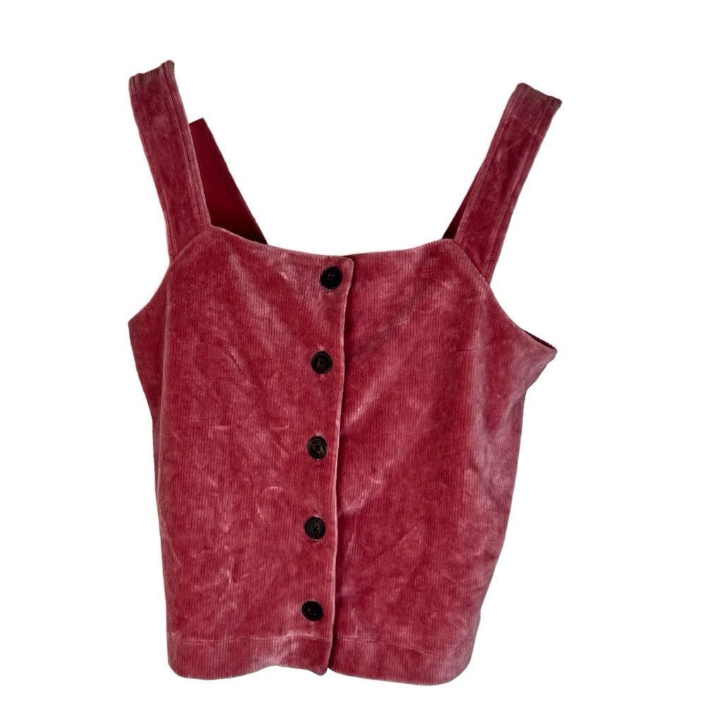 Madewell Texture and Thread Women's Button Down Ribbed Knit Tank XS Pink‎